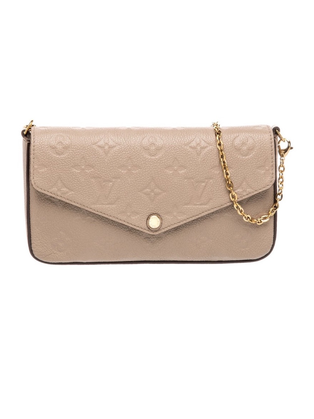 Louis Vuitton Taupe Embossed Monogram Envelope Crossbody with Gold Chain
